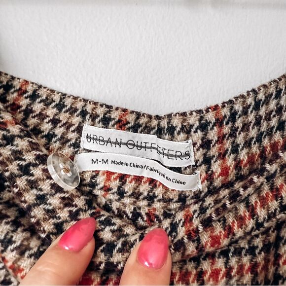 Urban Outfitters Brown/Black Houndstooth Mini Scarf Skirt Size Medium - Picture 4 of 6